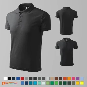 tricouri polo barbatesti gri inchis din bumbac si poliester ad203 poza 13