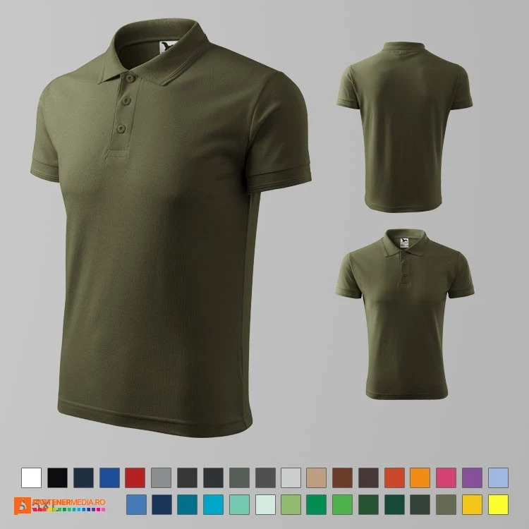 tricouri polo barbatesti khaki inchis din bumbac si poliester ad203 poza 18