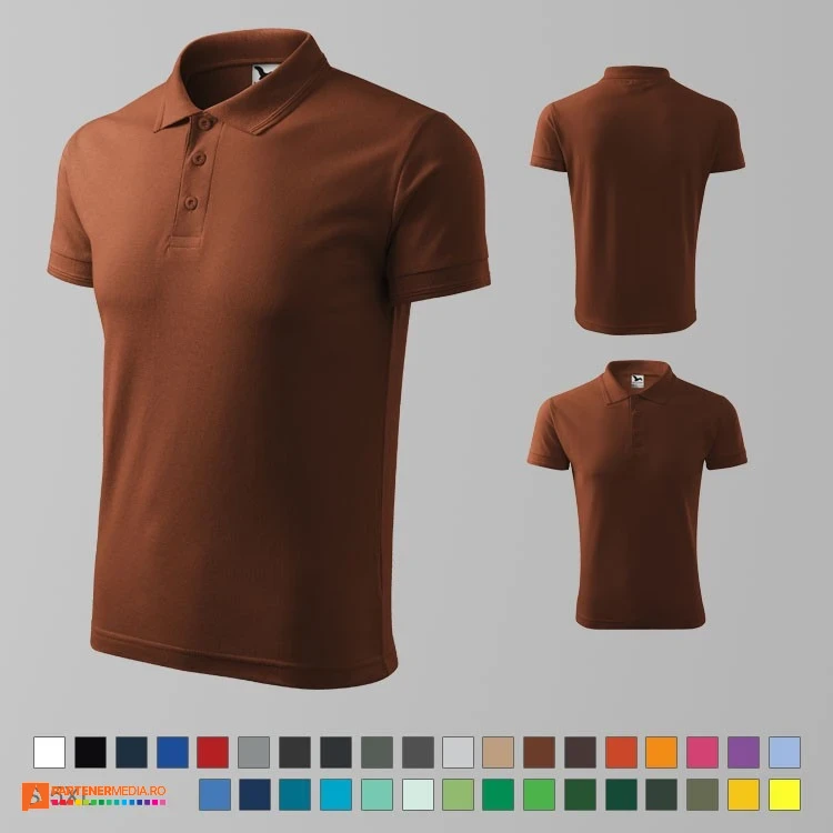 tricouri polo barbatesti maro din bumbac si poliester ad203 poza 19