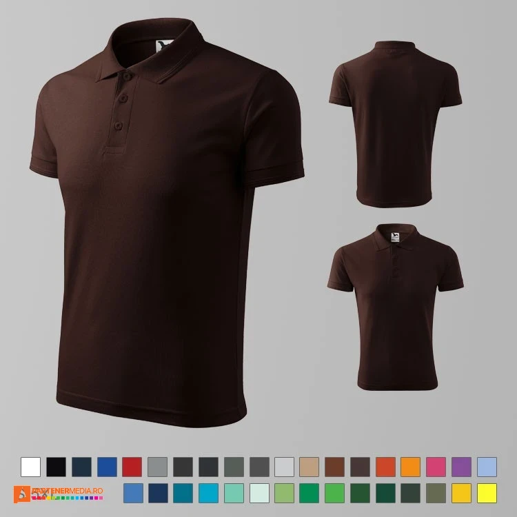 tricouri polo barbatesti maro inchis din bumbac si poliester ad203 poza 20