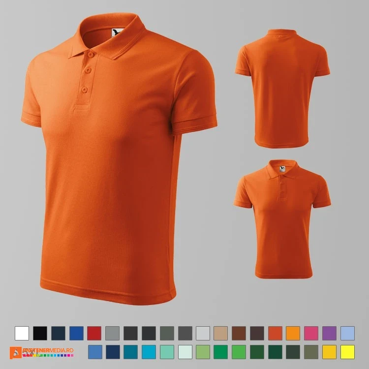 tricouri polo barbatesti portocalii din bumbac si poliester ad203 poza 23