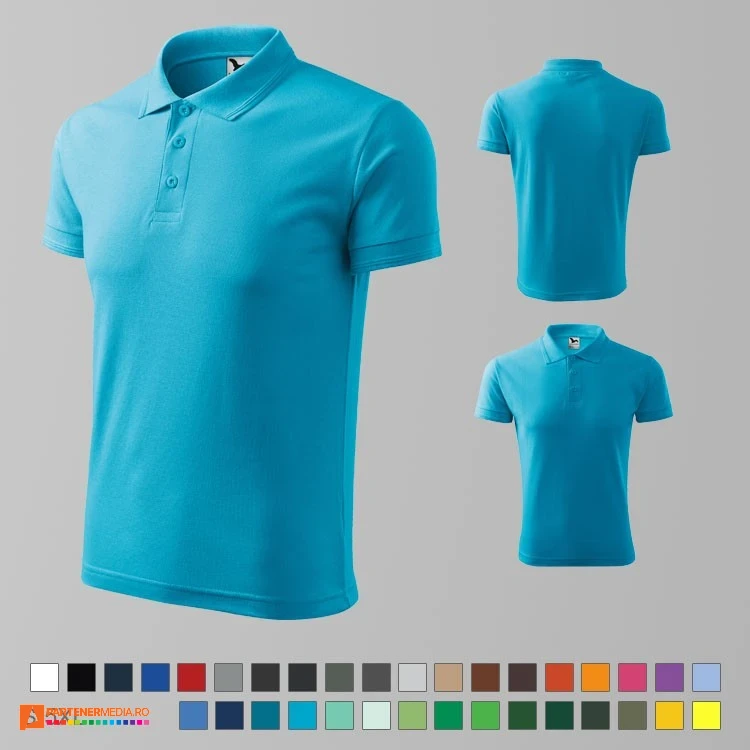 tricouri polo barbatesti turquise din bumbac si poliester ad203 poza 27