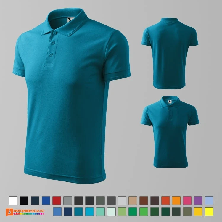 tricouri polo barbatesti turquise inchis din bumbac si poliester ad203 poza 28