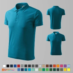 tricouri polo barbatesti turquise inchis din bumbac si poliester ad203 poza 28