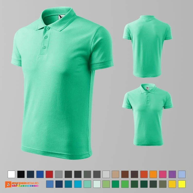 tricouri polo barbatesti verde aprins din bumbac si poliester ad203 poza 34