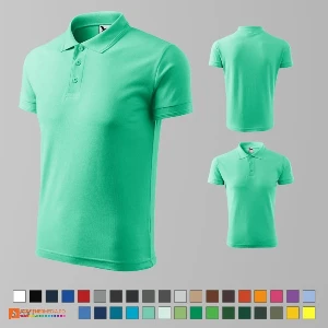 tricouri polo barbatesti verde aprins din bumbac si poliester ad203 poza 34