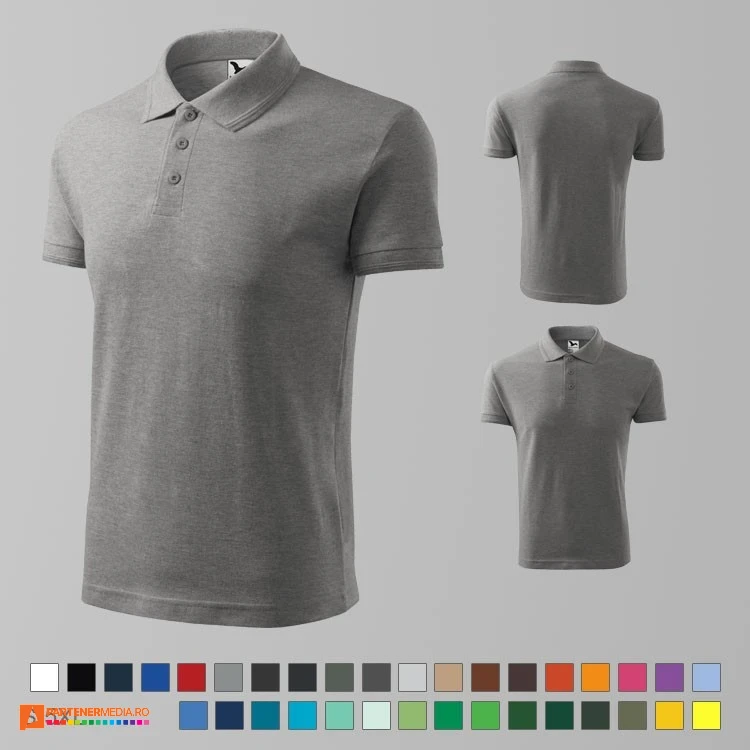 tricouri polo gri barbatesti din bumbac si poliester ad203 poza 11