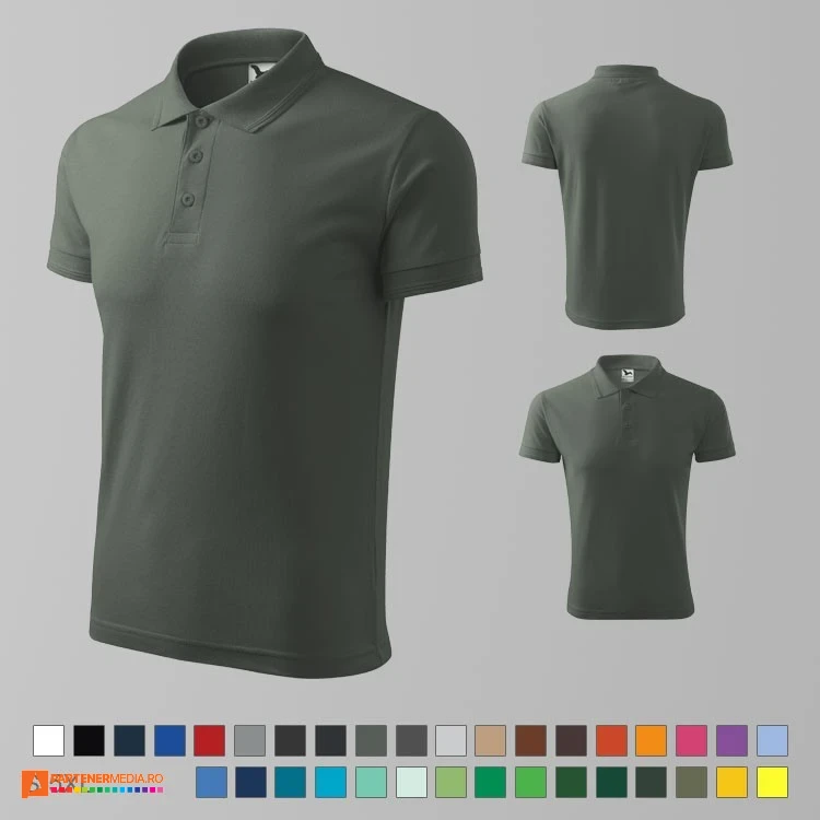 tricouri polo gri inchis barbatesti din bumbac si poliester ad203 poza 15