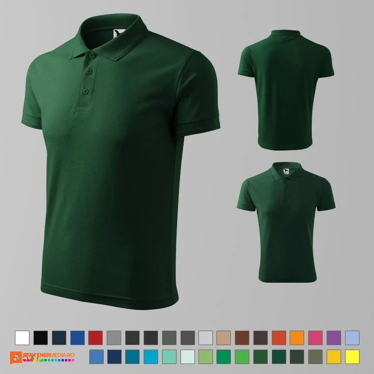 tricouri polo verde inchis barbatesti din bumbac si poliester ad203 poza 33