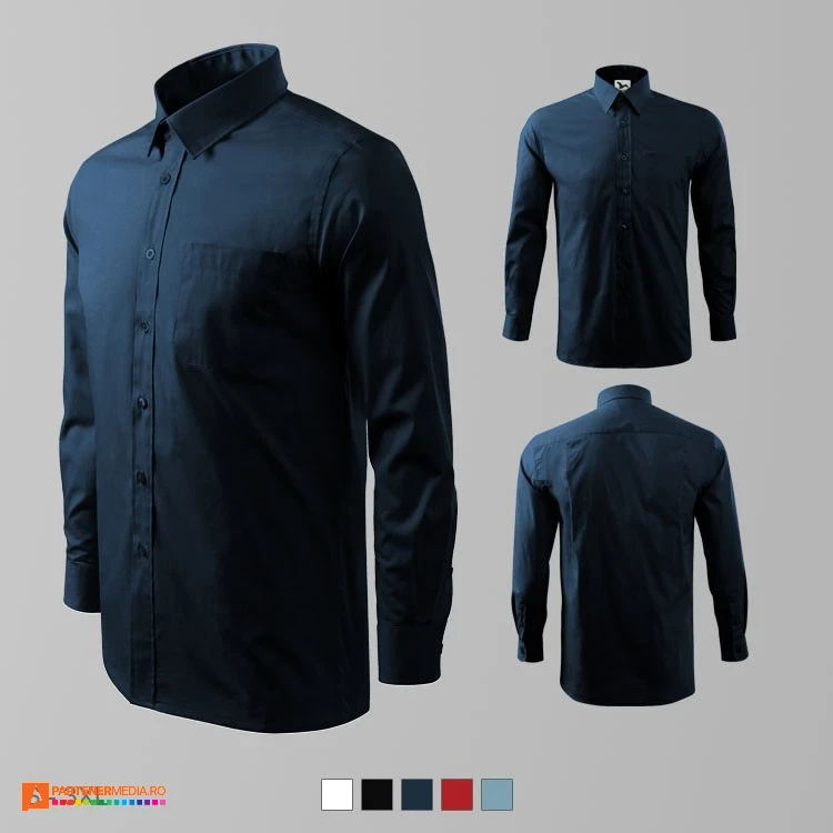camasi barbatesti promotionale bleumarin din bumbac cu maneci lungi ad209 poza 4