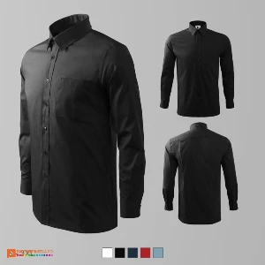 camasi barbatesti promotionale negre din bumbac cu maneci lungi ad209 poza 5