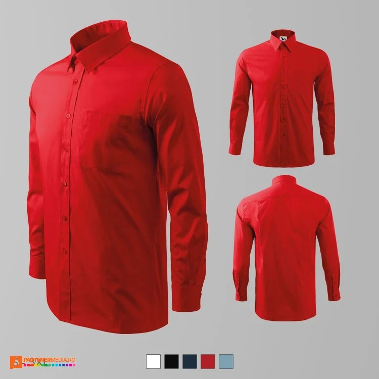 camasi barbatesti rosii promotionale din bumbac cu maneci lungi ad209 poza 6