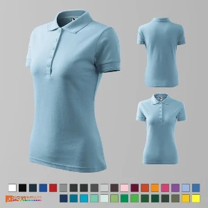 tricouri albastre polo de dama din bumbac si poliester ad210 poza 6