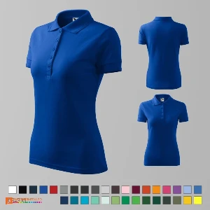 tricouri polo albastre de dama din bumbac si poliester ad210 poza 3