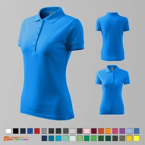 tricouri polo albastru deschis de dama din bumbac si poliester ad210 poza 4