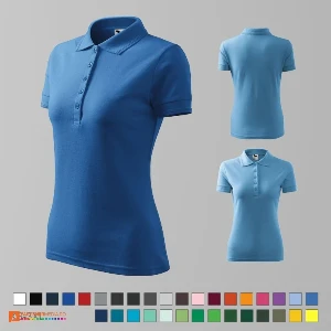 tricouri polo bleu de dama din bumbac si poliester ad210 poza 5