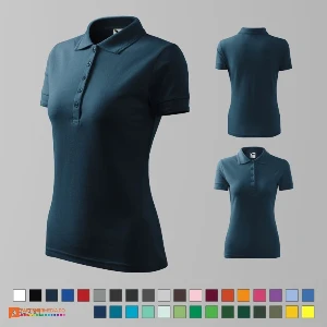 tricouri polo bleumarin de dama din bumbac si poliester ad210 poza 7