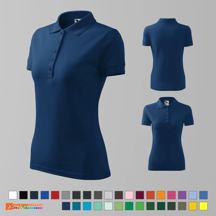 tricouri polo de dama bleumarin din bumbac si poliester ad210 poza 8
