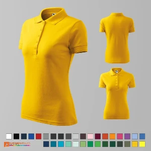 tricouri polo de dama galbene din bumbac si poliester ad210 poza 9