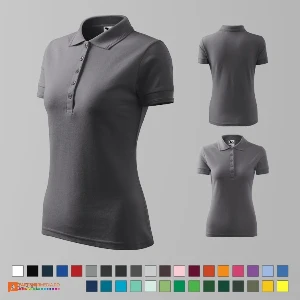 tricouri polo de dama gri inchis din bumbac si poliester ad210 poza 13