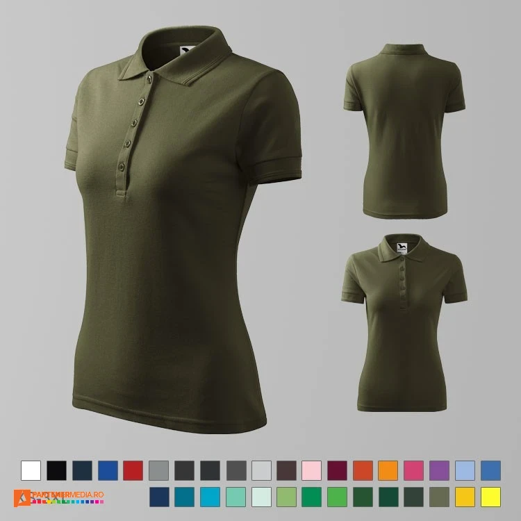 tricouri polo de dama khaki din bumbac si poliester ad210 poza 17