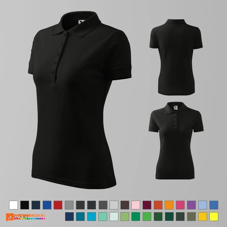 tricouri polo de dama negre din bumbac si poliester ad210 poza 20