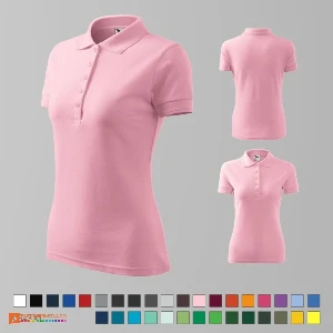 tricouri polo de dama roz deschis din bumbac si poliester ad210 poza 25