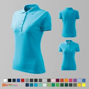 tricouri polo de dama turquise din bumbac si poliester ad210 poza 26