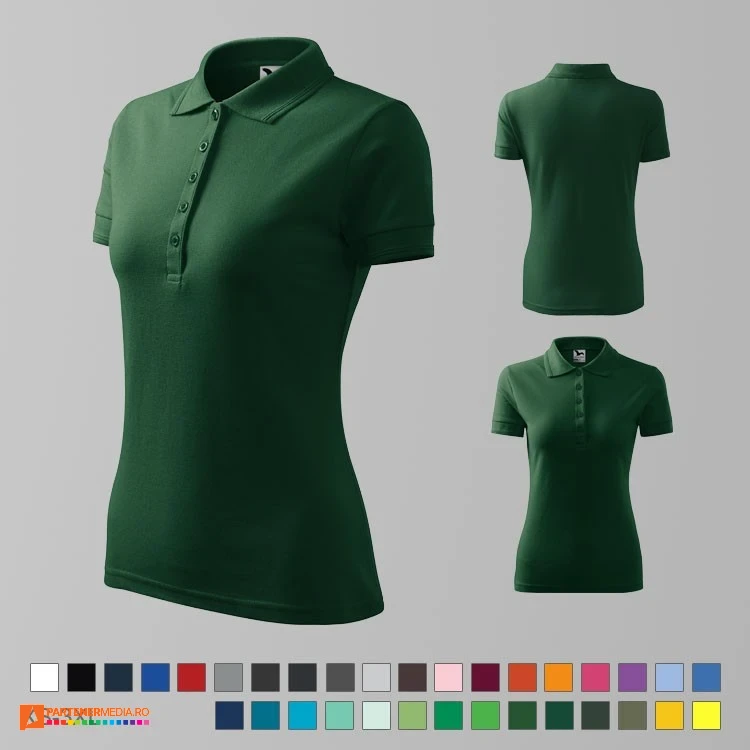 tricouri polo de dama verde inchis din bumbac si poliester ad210 poza 31