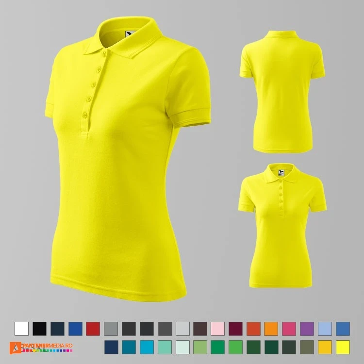 tricouri polo galbene de dama din bumbac si poliester ad210 poza 10