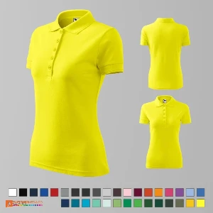 tricouri polo galbene de dama din bumbac si poliester ad210 poza 10