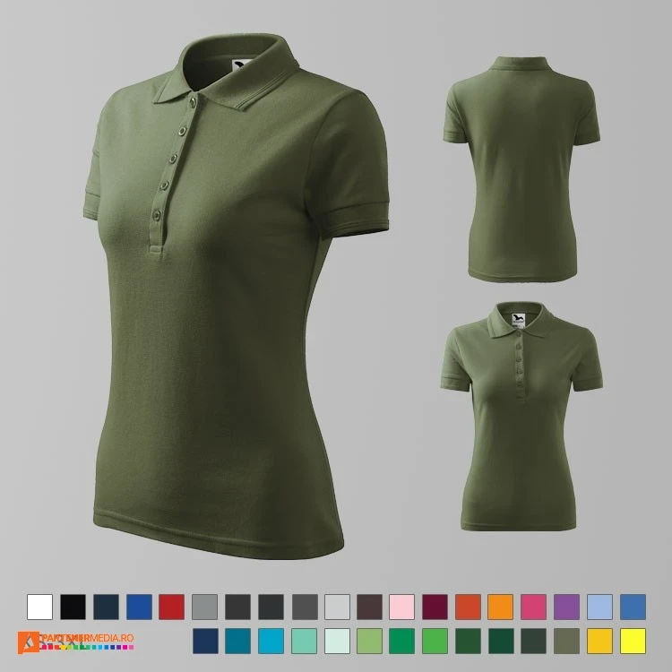 tricouri polo khaki de dama din bumbac si poliester ad210 poza 16