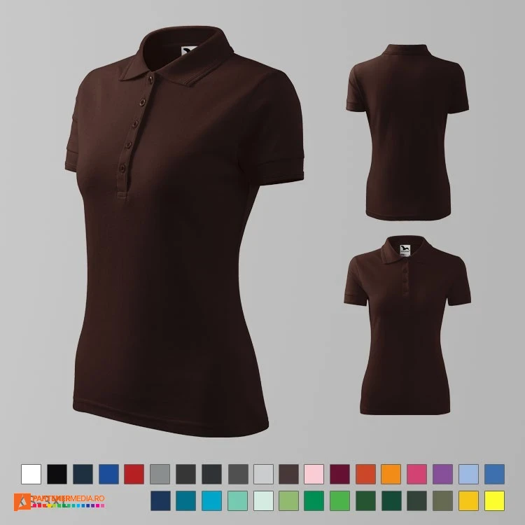 tricouri polo maro de dama din bumbac si poliester ad210 poza 18