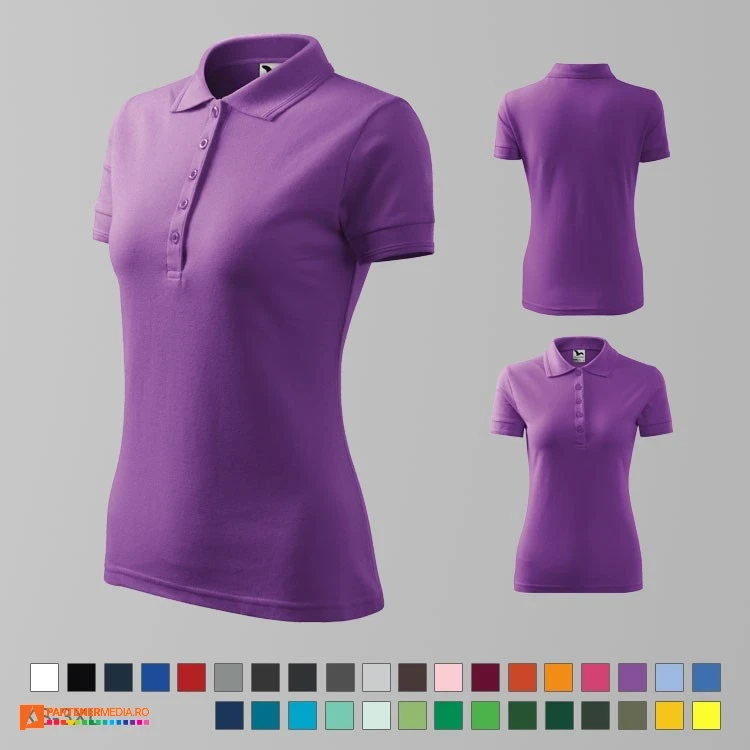 tricouri polo mov de dama din bumbac si poliester ad210 poza 19