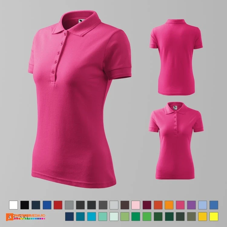 tricouri polo roz de dama din bumbac si poliester ad210 poza 24