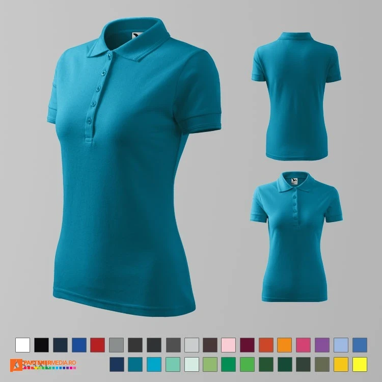 tricouri polo turquise de dama din bumbac si poliester ad210 poza 27