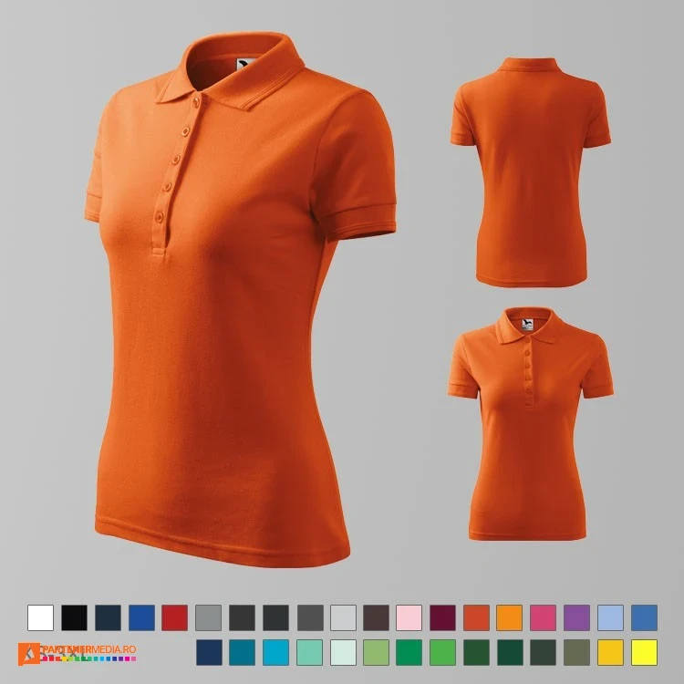 tricouri portocalii polo de dama din bumbac si poliester ad210 poza 21
