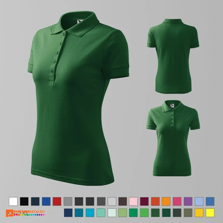 tricouri verde inchis polo de dama din bumbac si poliester ad210 poza 32