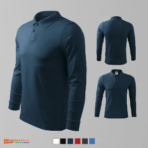 tricouri polo barbatesti bleumarin din bumbac cu maneci lungi ad211 poza 4