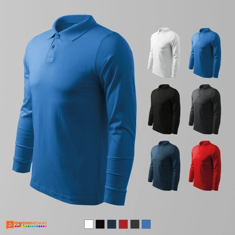 tricouri polo barbatesti din bumbac cu maneci lungi ad211 poza 1