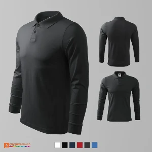 tricouri polo barbatesti gri din bumbac cu maneci lungi ad211 poza 5