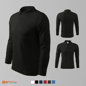 tricouri polo barbatesti negre din bumbac cu maneci lungi ad211 poza 6