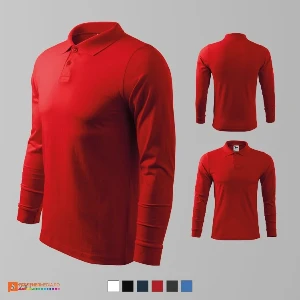 tricouri polo barbatesti rosii din bumbac cu maneci lungi ad211 poza 7