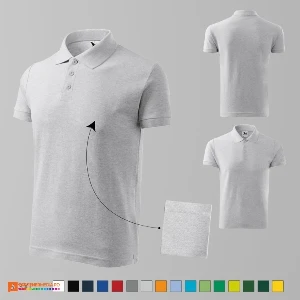 tricouri polo promotionale gri deschis pentru barbati ad212 poza 8