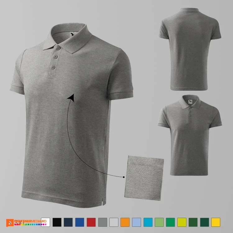 tricouri polo promotionale gri pentru barbati ad212 poza 7