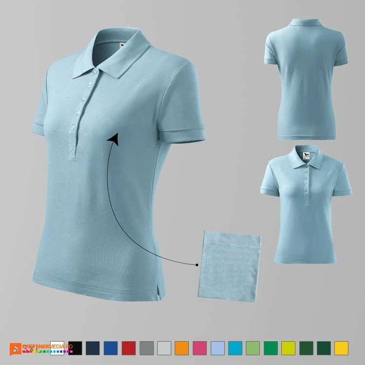 tricouri polo promotionale bleu pentru dame ad213 poza 4