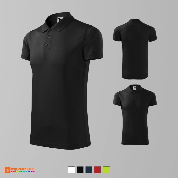 tricouri polo promotionale unisex negre din poliester ad217 poza 4