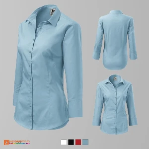 camasi de dama bleu cu maneci trei sferturi ad218 poza 3