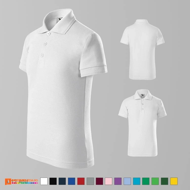 tricouri polo albe de copii din bumbac si poliester ad222 poza 2