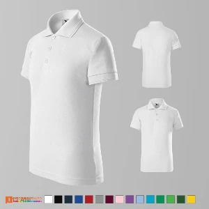 tricouri polo albe de copii din bumbac si poliester ad222 poza 2